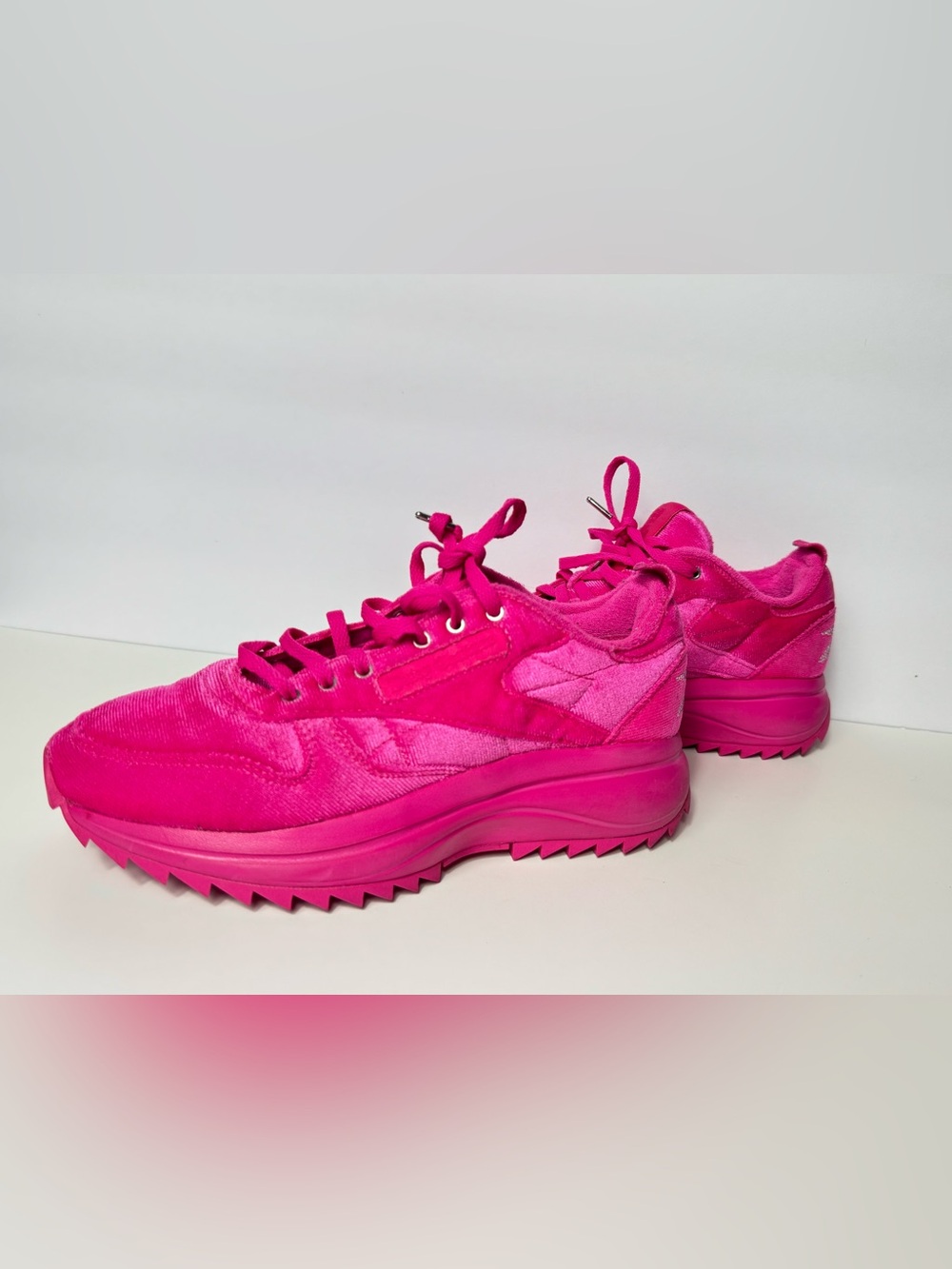 Women’s Bright Pink Velvet Platform Sneakers